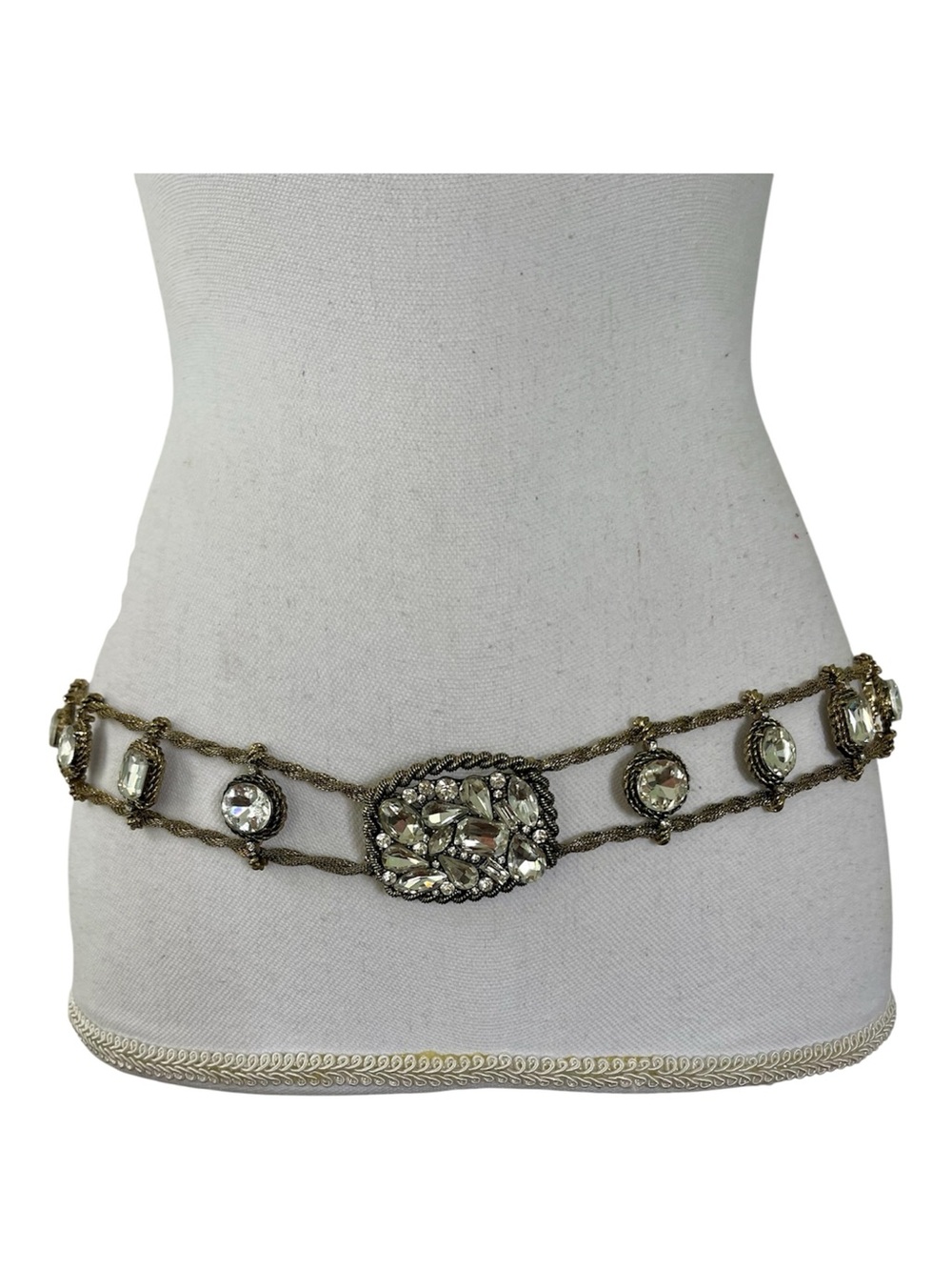 Rhinestone Chain Bling Gold Belt Metal Festival